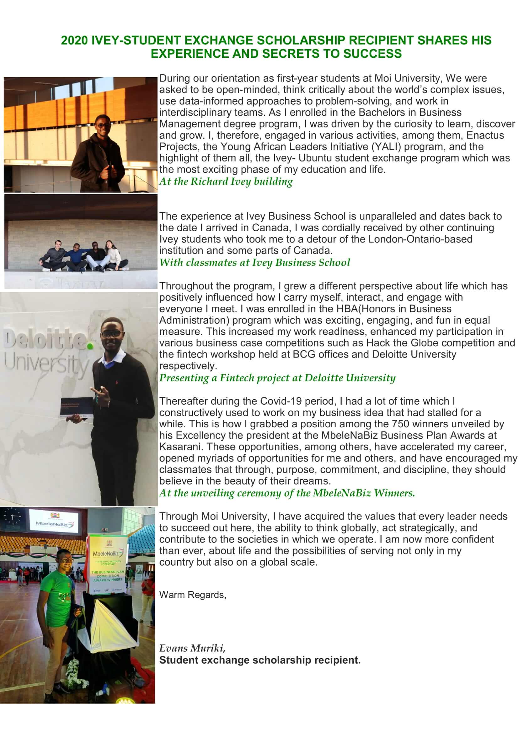 STUDENT EXCHANGE SCHOLARSHIP